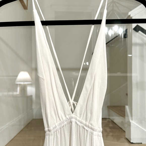 Indah, River Solid Triangle Plunge Dress, White, XS/S - Picture 3 of 4